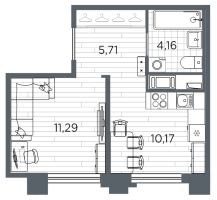 1 ккв № 685 Корп.: 5 , Секция 5.2  в ЖК Ассамблея