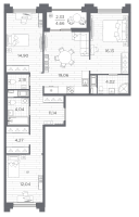 4 ккв (Евро) № 358 Корп.: 4 , Секция 4.2  в ЖК Ассамблея
