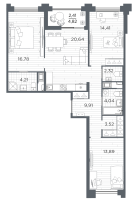 4 ккв (Евро) № 705 Корп.: 5 , Секция 5.3  в ЖК Ассамблея