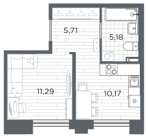 1 ккв № 614 Корп.: 5 , Секция 5.2  в ЖК Ассамблея
