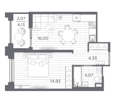 2 ккв (Евро) № 478 Корп.: 4 , Секция 4.3  в ЖК Ассамблея
