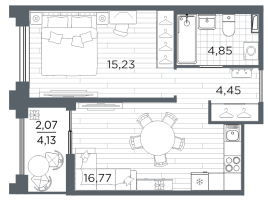 2 ккв (Евро) № 610 Корп.: 5 , Секция 5.2  в ЖК Ассамблея