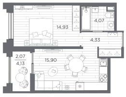 2 ккв (Евро) № 443 Корп.: 4 , Секция 4.3  в ЖК Ассамблея