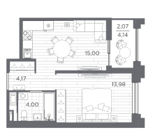 2 ккв (Евро) № 388 Корп.: 4 , Секция 4.2  в ЖК Ассамблея