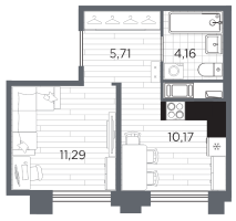 1 ккв № 629 Корп.: 5 , Секция 5.2  в ЖК Ассамблея