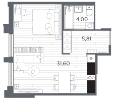 Студия № 847 Корп.: 5 , Секция 5.4  в ЖК Ассамблея