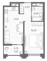 2 ккв (Евро) № 57 Корп.: 2 , Секция 2.1  в ЖК Ассамблея