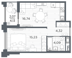 2 ккв (Евро) № 544 Корп.: 5 , Секция 5.1  в ЖК Ассамблея