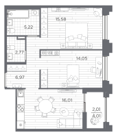 3 ккв (Евро) № 439 Корп.: 4 , Секция 4.3  в ЖК Ассамблея