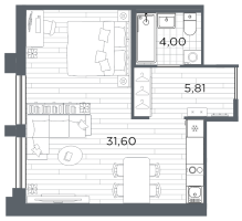 Студия № 817 Корп.: 5 , Секция 5.4  в ЖК Ассамблея