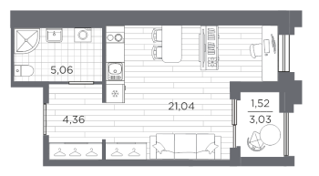Студия № 445 Корп.: 4 , Секция 4.3  в ЖК Ассамблея
