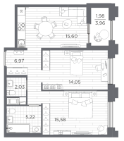 3 ккв (Евро) № 446 Корп.: 4 , Секция 4.3  в ЖК Ассамблея