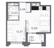 2 ккв (Евро) № 420 Корп.: 4 , Секция 4.2  в ЖК Ассамблея