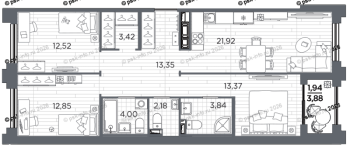 4 ккв (Евро) № 623 Корп.: 5 , Секция 5.2  в ЖК Ассамблея