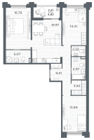 4 ккв (Евро) № 700 Корп.: 5 , Секция 5.3  в ЖК Ассамблея