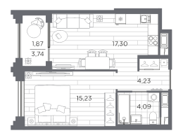 2 ккв (Евро) № 5 Корп.: 1 , Секция 1.1  в ЖК Ассамблея