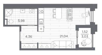 Студия № 437 Корп.: 4 , Секция 4.3  в ЖК Ассамблея