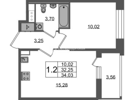 2 ккв (Евро) № 1301 Корп.: 4 , Секция 3.4  в ЖК Астра Континенталь
