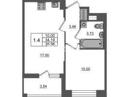 2 ккв (Евро) № 2022 Корп.: 4 , Секция 3.13  в ЖК Астра Континенталь