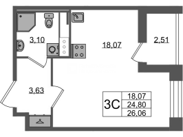 Студия № 782 Корп.: 4 , Секция 2.2  в ЖК Астра Континенталь
