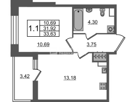 1 ккв № 5 Корп.: 4 , Секция 1.1  в ЖК Астра Континенталь
