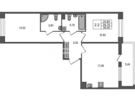 3 ккв (Евро) № 1609 Корп.: 4 , Секция 3.9  в ЖК Астра Континенталь