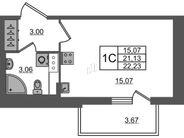 Студия № 522 Корп.: 4 , Секция 1.6  в ЖК Астра Континенталь