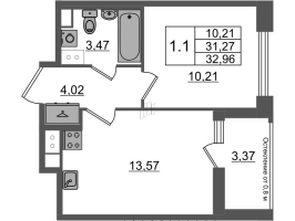 1 ккв № 49 Корп.: 3 , Секция 1.1  в ЖК Астра Континенталь