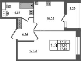 1 ккв № 72 Корп.: 4 , Секция 1.2  в ЖК Астра Континенталь