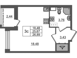 Студия № 370 Корп.: 3 , Секция 2.1  в ЖК Астра Континенталь