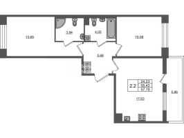 3 ккв (Евро) № 1754 Корп.: 4 , Секция 3.11  в ЖК Астра Континенталь