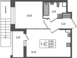 2 ккв (Евро) № 1142 Корп.: 4 , Секция 3.3  в ЖК Астра Континенталь