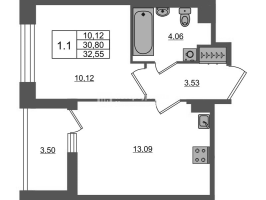 1 ккв № 2030 Корп.: 4 , Секция 3.14  в ЖК Астра Континенталь