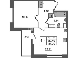 1 ккв № 32 Корп.: 4 , Секция 1.1  в ЖК Астра Континенталь