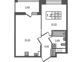 2 ккв (Евро) № 237 Корп.: 4 , Секция 1.3  в ЖК Астра Континенталь