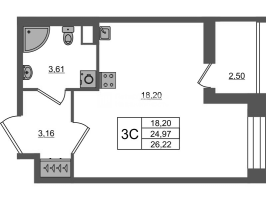 Студия № 1023 Корп.: 4 , Секция 3.2  в ЖК Астра Континенталь