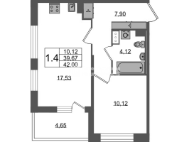 2 ккв (Евро) № 1507 Корп.: 4 , Секция 3.6  в ЖК Астра Континенталь