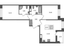 3 ккв (Евро) № 2096 Корп.: 4 , Секция 3.14  в ЖК Астра Континенталь