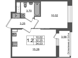 2 ккв (Евро) № 1285 Корп.: 4 , Секция 3.4  в ЖК Астра Континенталь