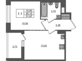 1 ккв № 1771 Корп.: 4 , Секция 3.11  в ЖК Астра Континенталь