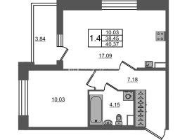 2 ккв (Евро) № 173 Корп.: 4 , Секция 1.3  в ЖК Астра Континенталь