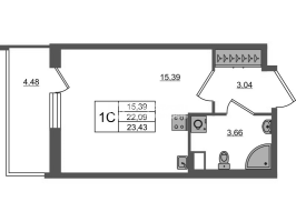 Студия № 1143 Корп.: 4 , Секция 3.3  в ЖК Астра Континенталь