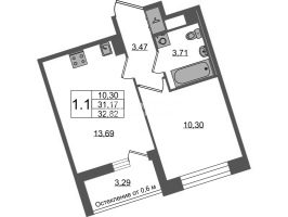 1 ккв № 1362 Корп.: 4 , Секция 3.5  в ЖК Астра Континенталь