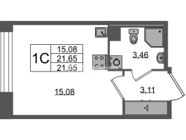 Студия № 1421 Корп.: 4 , Секция 3.6  в ЖК Астра Континенталь