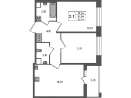 3 ккв (Евро) № 1032 Корп.: 4 , Секция 3.2  в ЖК Астра Континенталь