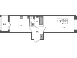 1 ккв № 1276 Корп.: 4 , Секция 3.4  в ЖК Астра Континенталь