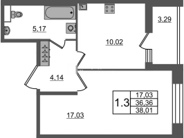 1 ккв № 60 Корп.: 4 , Секция 1.2  в ЖК Астра Континенталь