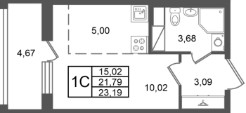 Студия № 200 Корп.: 5.1 , Секция 2.1  в ЖК Астра Континенталь