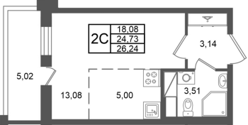 Студия № 326 Корп.: 5.1 , Секция 2.2  в ЖК Астра Континенталь