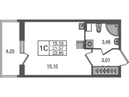 Студия № 474 Корп.: 4 , Секция 1.6  в ЖК Астра Континенталь